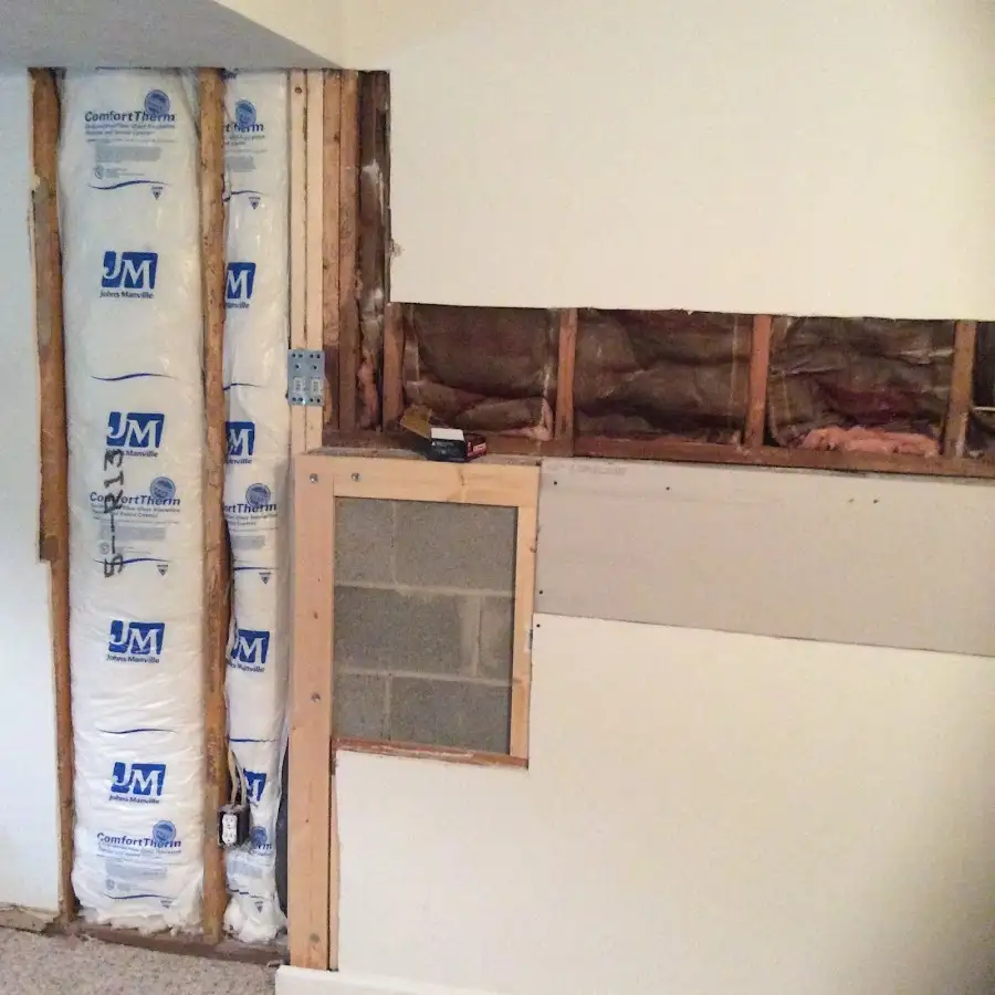 Wall insulation replacement during Contents Cleaning & Restoration in North Castle
